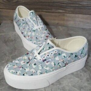 New Vans Authentic Stacked Woven Denim Womens Platform Shoes Size 9 Boho Casual